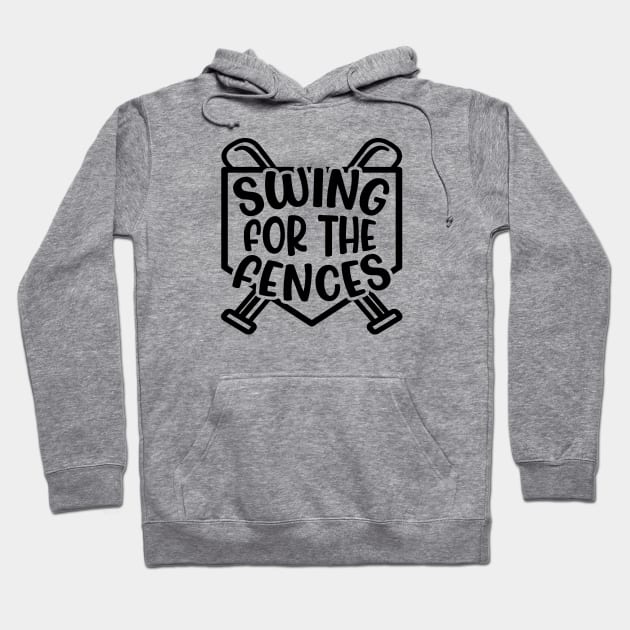 Swing For The Fences Baseball Boy Softball Girl Cute Funny Hoodie by GlimmerDesigns